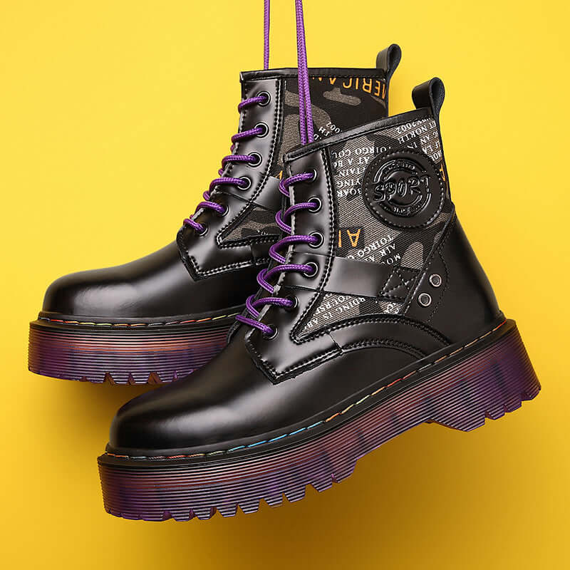 Tooling Boots Big Head Leather Boots High-top Laces