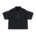 Unisex Vintage Wash Boxy Quarter-Zip Denim Shirt