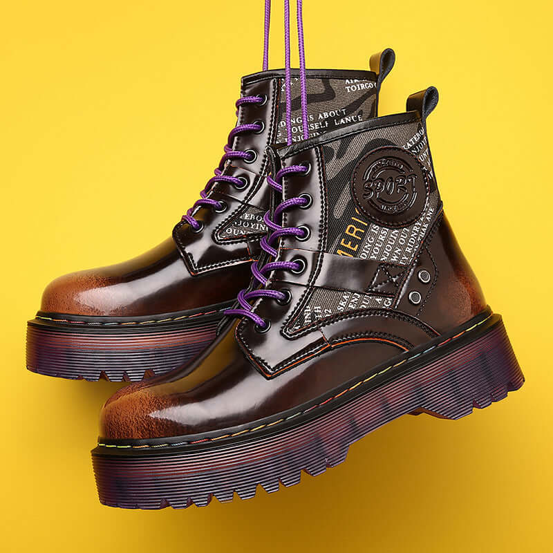 Tooling Boots Big Head Leather Boots High-top Laces