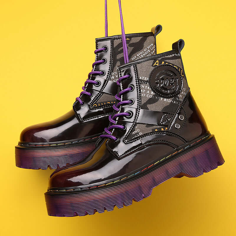Tooling Boots Big Head Leather Boots High-top Laces