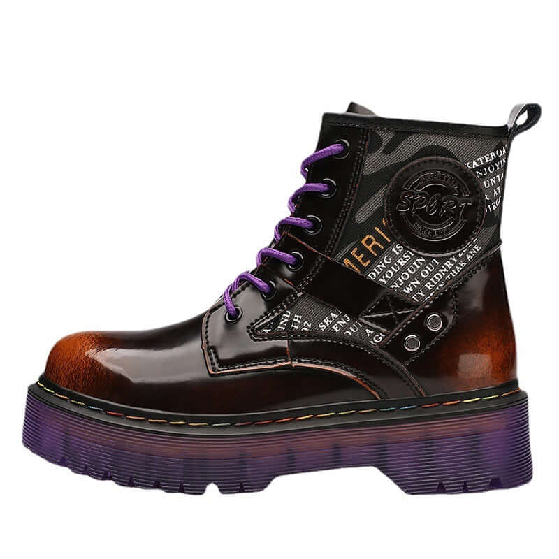 Tooling Boots Big Head Leather Boots High-top Laces